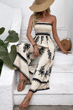 Robe d’été bustier imprimée kahki légère
