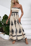 Robe d’été bustier imprimée kahki légère