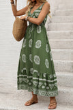 Robe longue d’été imprimée vert armée