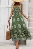Robe longue d’été imprimée vert armée