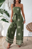 Combinaison bustier imprimée vert armée avec ceinture