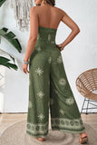 Combinaison bustier imprimée vert armée avec ceinture