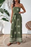 Combinaison bustier imprimée vert armée avec ceinture