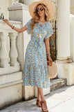 Robe longue d’été fleurie bleue