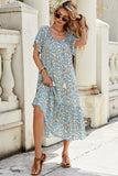 Robe longue d’été fleurie bleue