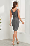 Robe courte scintillante gris acier pour les retrouvailles