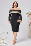 Robe grande taille moulante en satin noir longueur genou mère de la mariée