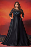 Noir Une Ligne Grande Taille Longue Mère De La Mariée Robe De Mère De La Mariée