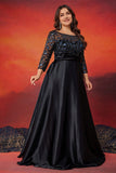 Noir Une Ligne Grande Taille Longue Mère De La Mariée Robe De Mère De La Mariée