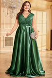 Fard à joues rose grande taille satin longue mère de la mariée robe
