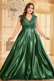 Fard à joues rose grande taille satin longue mère de la mariée robe