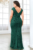 Robe longue grande taille bordeaux scintillante de la mère de la mariée