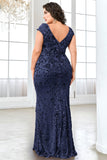 Robe longue grande taille bordeaux scintillante de la mère de la mariée