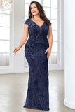 Robe longue grande taille bordeaux scintillante de la mère de la mariée