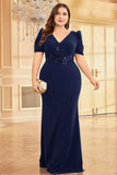 Satin Vert Foncé Grande Taille Longue Mère De La Mariée Robe