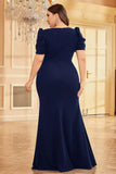 Satin Vert Foncé Grande Taille Longue Mère De La Mariée Robe
