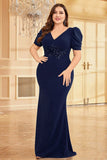 Satin Vert Foncé Grande Taille Longue Mère De La Mariée Robe