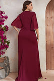 Robe longue mère de la mariée en mousseline de soie noire grande taille avec volants
