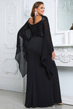 Sirène noire scintillante Longue Mère de la Mariée Robe Avec Fente