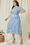 Robe de mère de la mariée en dentelle bleu ciel grande taille