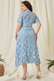 Robe de mère de la mariée en dentelle bleu ciel grande taille