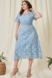 Robe de mère de la mariée en dentelle bleu ciel grande taille