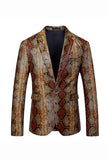 Coffee Snake Skin Revers cranté un bouton Blazer pour homme