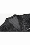 Costume 2 pièces 2 pièces en jacquard noir à revers en pointe