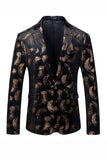 Blazer pour homme noir doré à revers cranté à un bouton