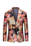 Blazer pour homme à un bouton à revers cranté à imprimé floral