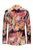 Blazer pour homme à un bouton à revers cranté à imprimé floral