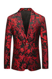 Blazer Homme Slim Fit À Fleurs Rouges
