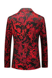 Blazer Homme Slim Fit À Fleurs Rouges