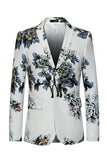 Blazer de mariage pour homme à revers crantés blanc fleuri
