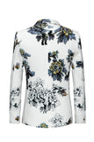 Blazer de mariage pour homme à revers crantés blanc fleuri