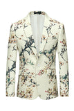 Blazer de mariage pour homme à un bouton à revers cranté floral ivoire