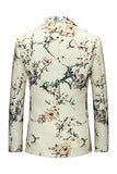Blazer de mariage pour homme à un bouton à revers cranté floral ivoire
