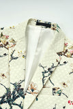 Blazer de mariage pour homme à un bouton à revers cranté floral ivoire