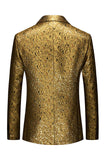 Blazer de bal pour homme à revers cranté doré scintillant à un bouton