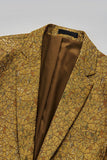 Blazer de bal pour homme à revers cranté doré scintillant à un bouton
