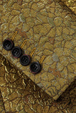 Blazer de bal pour homme à revers cranté doré scintillant à un bouton