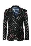Blazer à carreaux scintillants à un bouton à revers crantés pour hommes