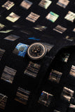 Blazer à carreaux scintillants à un bouton à revers crantés pour hommes