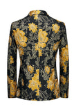 Blazer de bal pour homme imprimé fleur noire à revers crantés