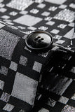 Blazer noir à carreaux crantés à un bouton Blazer pour homme