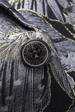 Blazer de fête en jacquard noir à revers crantés à un bouton pour homme