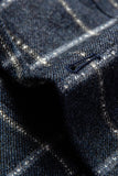 Blazer à carreaux à revers crantés bleu foncé avec poches