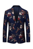 Blazer de bal à revers crantés floral imprimé noir