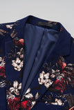 Blazer de bal à revers crantés floral imprimé noir