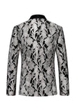 Silver Shawl Lapel Imprimé Hommes Blazer